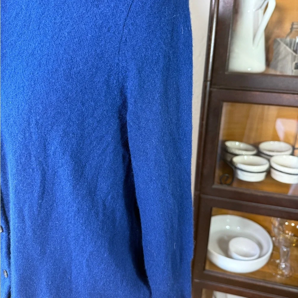Lark & Ro 100% Navy Classic Sweater Cashmere Button Front Cardigan Size L